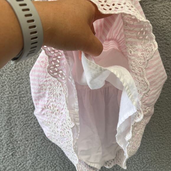 GAP Kids Toddler Girl Dress Size 3 years Sleeveless Flutter Stripe Eyelet Trim - Picture 2 of 8